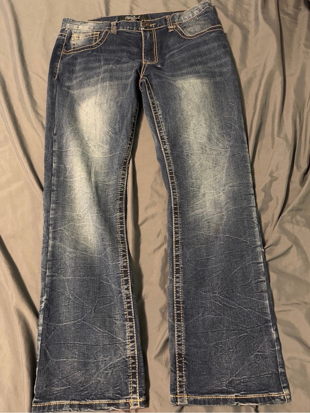 True Luck Classic Faded Bootcut Jeans - Blue Wash